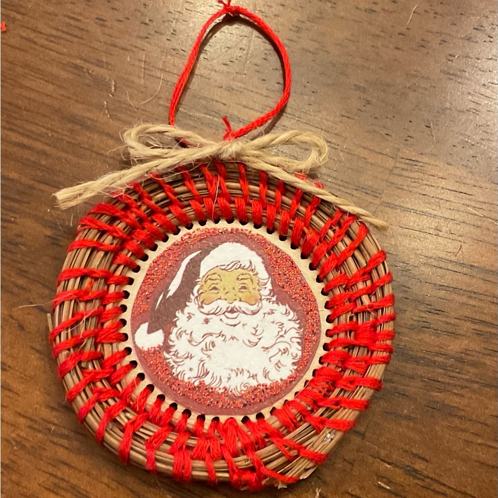 Festive Red Santa Woven Ornament